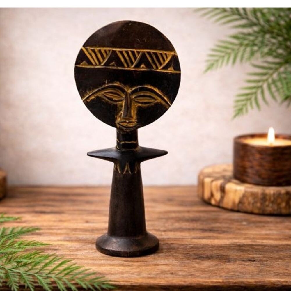 Handcrafted Ghana Wooden Figure | African Tribal Art Sculpture | 12” Decor Piece